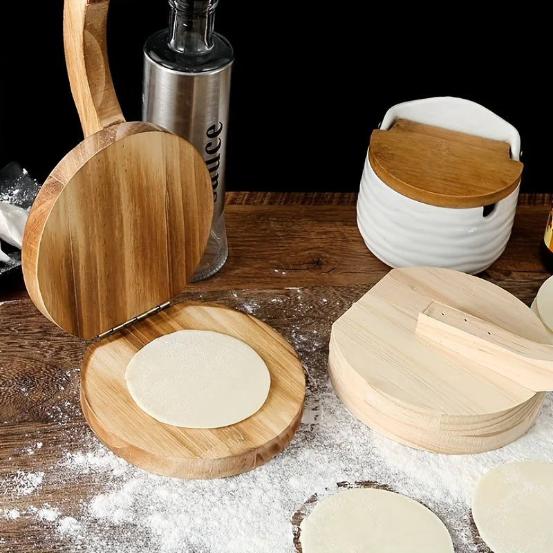 Kitchen Gadgets Dumpling Maker - 나무 재질의 수동 반죽 롤러 1개,