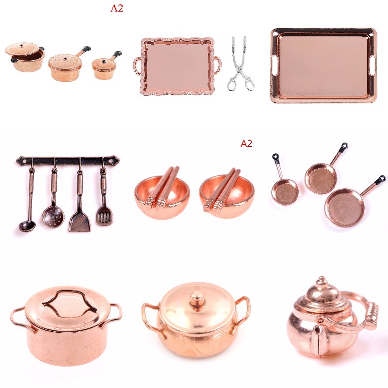1:12 스케일 인형 집 미니어처 로즈 골드 컬러 프라 - Kitchen Gadgets Gold 리뷰 및 가격