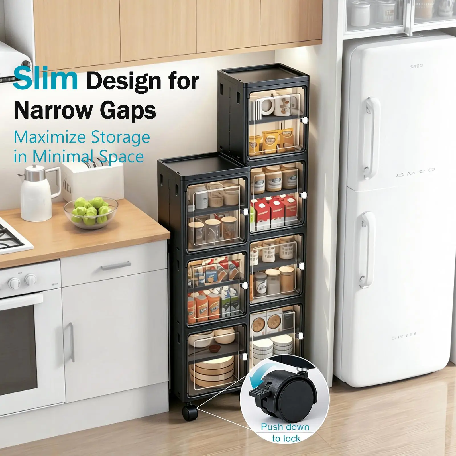 5단 블랙 슬림형 좁은 공간용 이동식 수납장, 높이 조 - Kitchen Gadgets Organizer 리뷰 및 가격