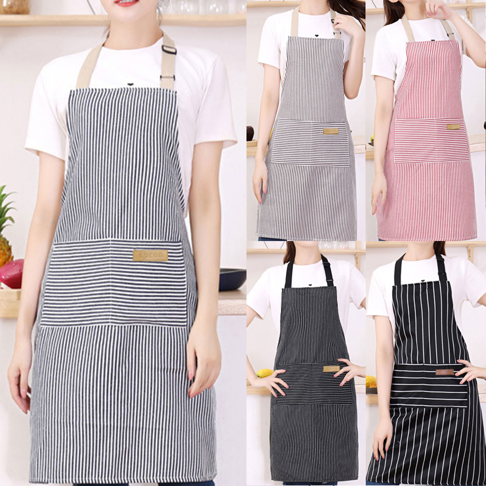 남녀공용 스트라이프 앞치마, 다용도 경량 레이스업 주방 - Kitchen Helper Gadgets 리뷰 및 가격